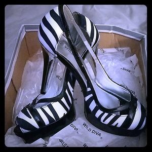 Wild Diva zebra print heels